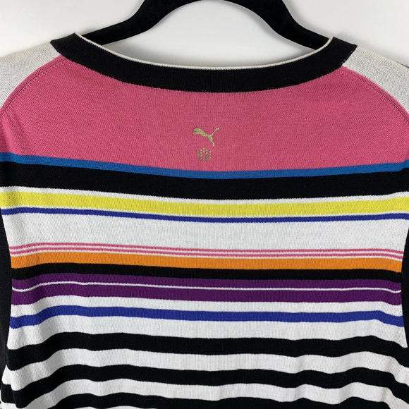 Puma Reversible Rainbow Stripe Black V-Neck Knit Sweater Vest Golf Men's L - Picture 7 of 11